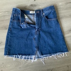 Madewell Straight Denim Skirt Frayed Hem